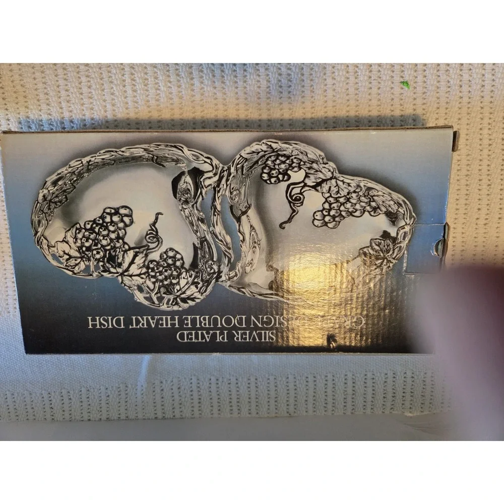 Godinger Silver Plated Grape Design Double Heart Dish